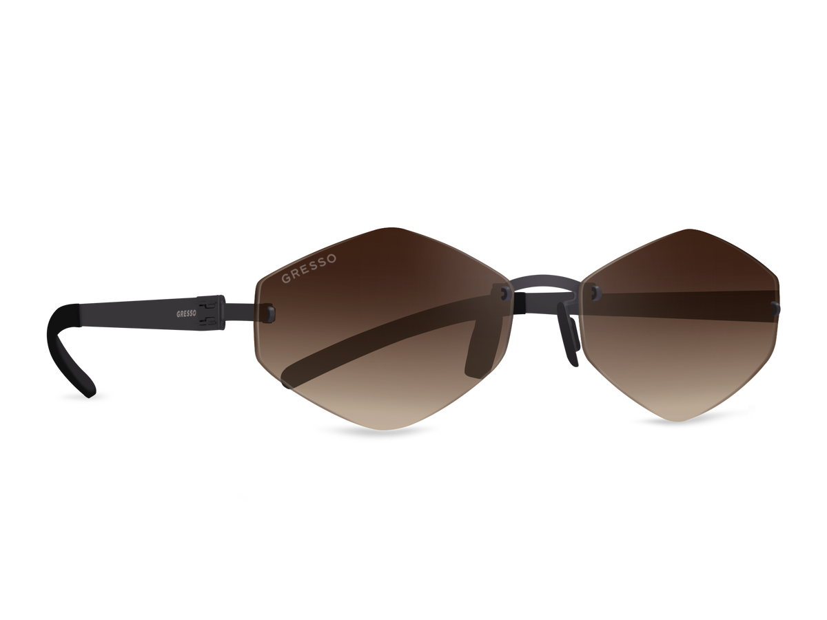 Безоправные солнцезащитные очки GRESSO Tahiti, изготовленные из титана, с поляризационными линзами Zeiss #color_коричневый градиент