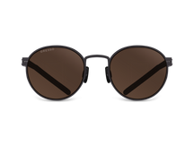 Черные мужские и женские солнцезащитные очки GRESSO Texas, круглые, изготовленные из титана, с поляризационными линзами Zeiss #color_коричневый монолит