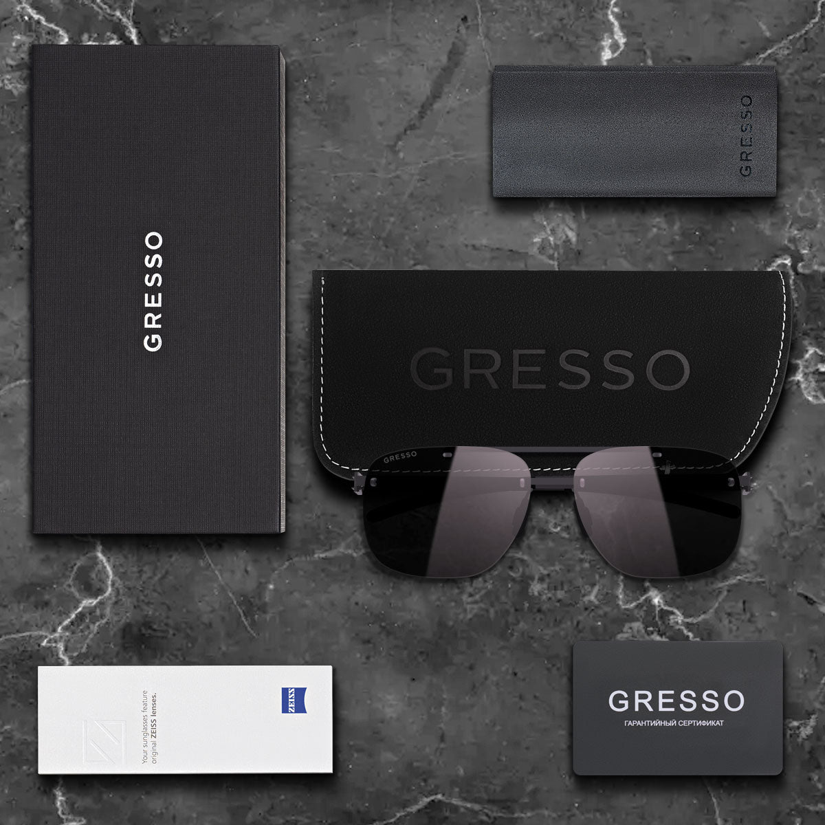 Безоправные солнцезащитные очки GRESSO Toronto, авиаторы, изготовленные из титана, с поляризационными линзами Zeiss