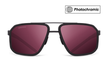 Черные мужские солнцезащитные очки-хамелеоны GRESSO Vancouver в стиле авиатор, изготовленные из титана, с фотохромными линзами Zeiss #color_фиолетовый монолит / фотохром