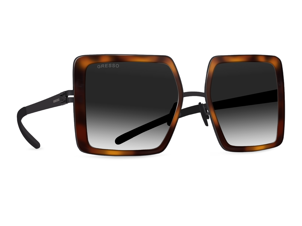 Черные женские солнцезащитные очки GRESSO Venezia, квадратные, изготовленные из титана, с поляризационными линзами Zeiss #color_тортуаз